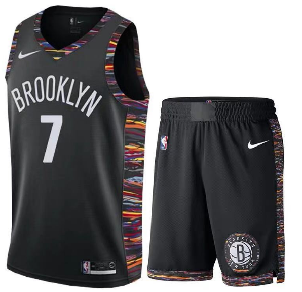 Men's Brooklyn Nets #7 Kevin Durant Black 2019 Stitched NBA Jersey(With Shorts)